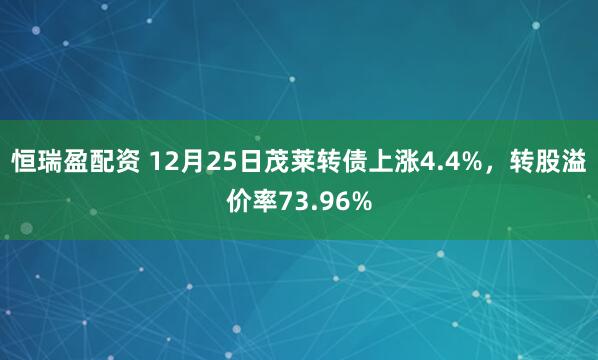 恒瑞盈配资 12月25日茂莱转债上涨4.4%，转股溢价率73.96%