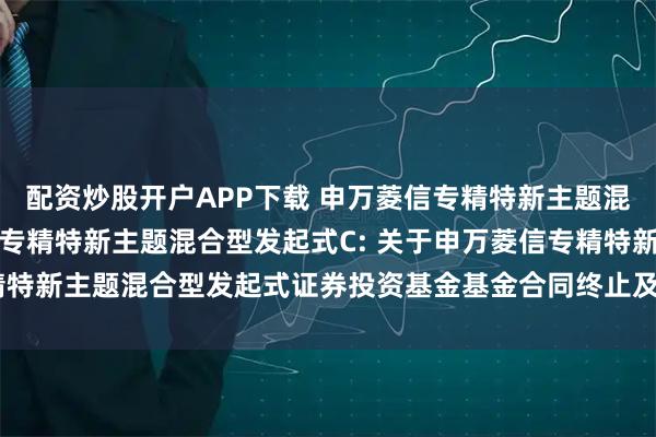 配资炒股开户APP下载 申万菱信专精特新主题混合型发起式A,申万菱信专精特新主题混合型发起式C: 关于申万菱信专精特新主题混合型发起式证券投资基金基金合同终止及基金财产清算的公告